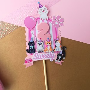 handmade personalized cat birthday cake topper