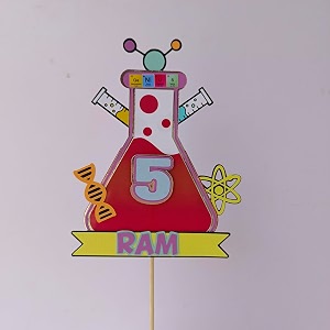 handmade personalized science birthday cake topper