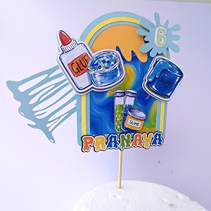 handmade personalized slime birthday cake topper