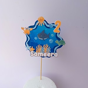 handmade personalized under the sea birthday cake topper