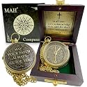 Handmade Religious Brass Compass Gift with Engraved & Embossed Faith Messages – Inspirational Christian Religious Gift Keepsake for Baptism, Confirmation, Christening, First Communion or Christmas