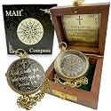 Handmade Religious Brass Compass Gift with Engraved & Embossed Faith Messages – Inspirational Christian Religious Gift Keepsake for Baptism, Confirmation, Christening, First Communion or Christmas
