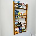 Handmade Solidwood Wall Mounted Montessori Kids Bookshelf, Solid Pine 4 Tier Book Display for Children Bedroom, Nursery Furniture Bookcase, Pine Tree Book Organiser for Living Room (Chestnut)