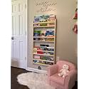 Handmade Solidwood Wall Mounted Montessori Kids Bookshelf, 4 Tier Book Display for Children Bedroom, Nursery Furniture Bookcase, Solid Wood Pine Tree Book Organiser for Living Room (Natural)