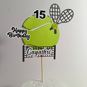 handmade tennis theme cake topper  personalized sports birthday decoration
