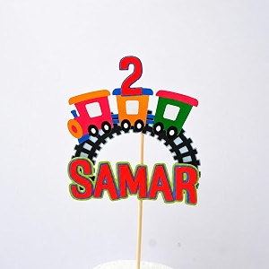 handmade train theme cake topper  custom birthday cake decoration