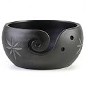Handmade Wooden Yarn Bowl for Knitting & Crochet – Hand-Carved Yarn Holder with Swirl Cut & Anti-Slip Base | Portable Craft Organizer for Knitters & Crafters | Durable Natural Wood Storage Gift