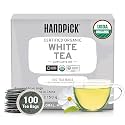HANDPICK, Organic White Tea - 100 Tea Bags | USDA Organic, 100% Pure White Tea | Mild &amp; Smooth | Packed in Eco-friendly Tea Bags