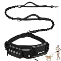 Hands Free Dog Leash with Waist Pack Bungee for Running Black