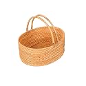 Handwoven Rattan Picnic Basket, 12.6"×9.1"×4" Rustic Storage