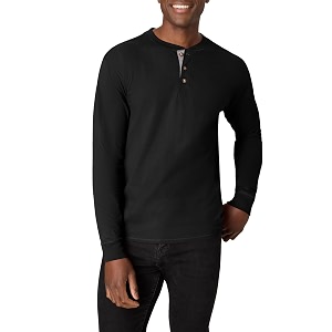 hanes men39s long sleeve beefy henley shirt ebony small