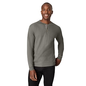 hanes men39s long-sleeve beefy henley shirt pebble stone cross dye 2x large