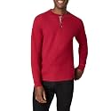 Hanes Men's Long Sleeve Beefy Henley Shirt, Burnt Brick, Medium