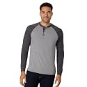 Hanes Men's T-Shirts, Men's BeefyT Henley Shirts, Men's Cotton Long Sleeve Shirts, Oxford Gray/Slate Heather, XX-Large