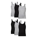 Hanes Men's Tank Undershirt Pack, Cotton Tank Undershirt, Moisture-Wicking, Breathable, White or Grey/Black, Multi-Pack