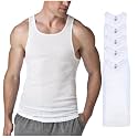 Hanes Men’s Tall 100% Cotton Ribbed Tank Tagless Undershirts, Multipack