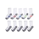 Hanes Ultimate Boys' Crew Performance Sport Socks, 10-Pair Packs