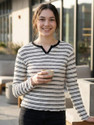 HANG N HOLD Casual Striped Women White
