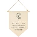 Hanging Banner Wall Sign Gift for Nursery Playroom Baby Room- Bible Verse Wall Decor - Floral Christian Bedroom Pennant Decor - Scripture Botanical Farmhouse Flag-Be Joyful in Hope Patient