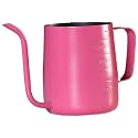 Hanging Filter Coffee Pour Over Kettle Stainless Steel with Teflon Coating Long Spout for Kitchen Countertop and Office Desk Brewing (Pink, 3.54 × 2.76 × 4.45 in)