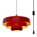 Hanging Lamp Plug in Red Pendant Light Fixtures Mid Century Modern Pendant Lamp Nordic Style Pendant Lighting Metal Shade for Living Room Dining Room Bedroom Kitchen Island