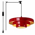Hanging Light Plug in Pendant Light Red Mid Century Modern Pendant Lamp with Metal Shade Plug in Chandelier with Pulley Nordic Style Hanging Lamp Pendant Lighting for Dining Room Bedroom Living Room