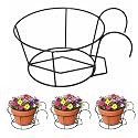 Hanging Plant Stand Set of 4, Metal Railing Pot Holder