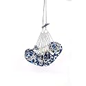 Hanging Swing Chair with Chains, Blue and White Pattern