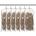 Hanging Vacuum Storage Bags, 6 Large Vacuum Pack Bags for Clothes Reusable Space Saver Bags Vacuum Compression Storage Bags for Winter Coats Wardrobe Coats, Suits &amp; Dresses Garment 5-Ring Hangers