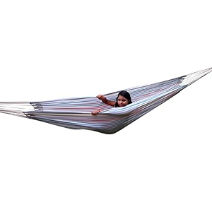 hangit cotton fabric big swing hammock for home living room with hanging hardware blue brown stripes