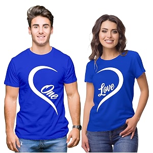 hangout hub  couple tshirts  one love heart  matching dress set of 2