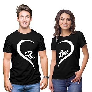 hangout hub  couple tshirts  one love heart  matching dress set of 2