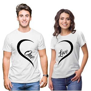 hangout hub  couple tshirts  one love heart  matching dress set of 2