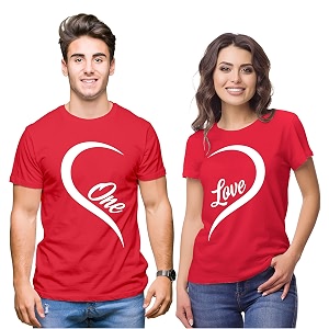 hangout hub  couple tshirts  one love heart  matching dress set of 2