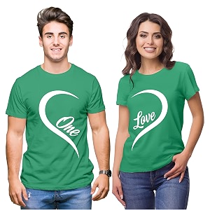 hangout hub  couple tshirts  one love heart  matching dress set of 2