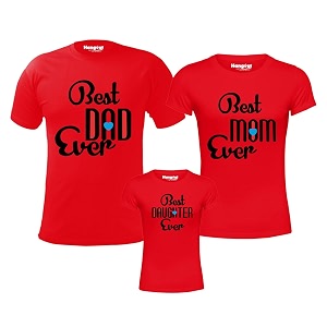 hangout hub family t-shirtscotton twinning combo dresscotton set of 3