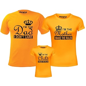 hangout hub family t-shirtscotton twinning combo dresscotton set of 3