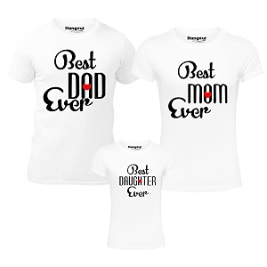 hangout hub family t-shirtscotton twinning combo dresscotton set of 3