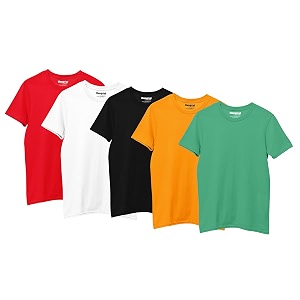 hangout hub hh93 cotton tshirt for girls  super combed cotton girl39s t-shirt  regular fit  solid plain tees  round neck kids t shirt  half sleeves  pack of 5