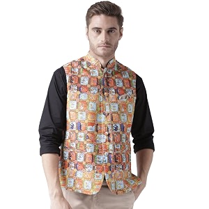 Hangup mens printed nehru jacket 29A PRINTED