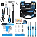 HANGYING 132-Piece Household Hand Tool Set, Blue Tool Kit with Storage Case