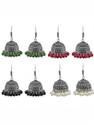 Haniya 4 Pair Combo Afghani Jhumka German Silver Jhumki Oxidised Earrings Beads German Silver Jhumki Earring