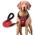 HANK Dog Harness Leash Set - 4 Adjustable Buckle - Metal Hook - Soft Handle - Dog Chest Belt for Training - Walking (Black, Medium (Harness + Leash))
