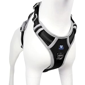 hank dog harness  pet body belt  adjustable buckles  strong metal hook  3m reflective strap  dog vest black x-large