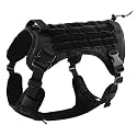 HANK Tactical Dog Harness - No Pull Heavy Duty - Pet Body Vest with Military Standard Fabric - 2 Front Metal Buckles - Dog Belt for Training - Walking (Black, Small)