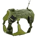 HANK Tactical Dog Harness - No Pull Heavy Duty - Pet Body Vest with Military Standard Fabric - 2 Front Metal Buckles - Dog Belt for Training - Walking (Green, Medium)
