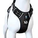 HANK Dog Harness | Pet Body Belt | Adjustable Buckles | Strong Metal Hook | 3M Reflective Strap | Dog Vest (Black, Medium)