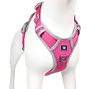 HANK Dog Harness | Pet Body Belt | Adjustable Buckles | Strong Metal Hook | 3M Reflective Strap | Dog Vest (Pink, Large)