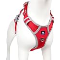 HANK Dog Harness | Pet Body Belt | Adjustable Buckles | Strong Metal Hook | 3M Reflective Strap | Dog Vest (Red, Medium)