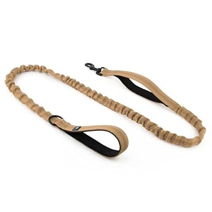 hank military dog leash  heavy duty metal hook  3m reflective  soft double handle  suitable for training walking - 6 feet khaki